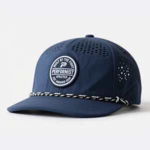 5 Panel Rubber Pvc Logo Rope Baseball Cap Waterproof Laser Cut Hole Perforated Baseball Cap Performance Fashion Baseball Cap