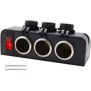 Dual USB Socket Charger and Dual 12V Power Outlet Cigarette Lighter Splitter Adapter with LED Voltmeter on/off Switches for Car