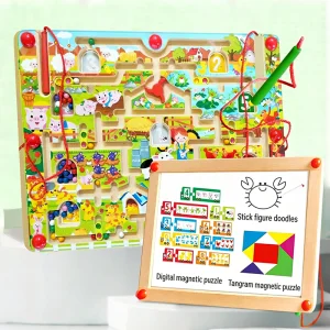 Kids Magnetic Guide Pen Maze, Multifunctional Early Educational Puzzle, Fine Motor Development Sensory Toy for 3+ Years