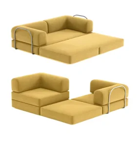 Convertible Sofa Bed Folding Sleeper Sofa with Fixed-Shape Frame Boneless Couch for Living Room Bedroom Floor Sofa Lounge