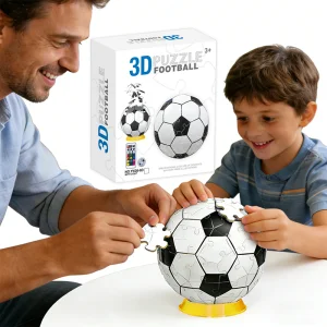 60PCS DIY Building Football Toy 3D Soccer Ball Puzzle Toys with 13 Color Remote Light Educational Gift for Kids Fans Home Decor