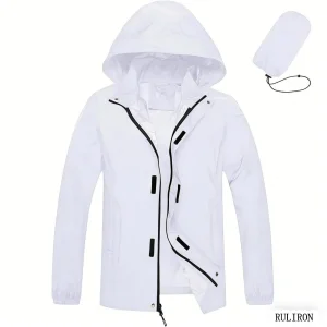 Custom Sports Packable Casual Men's Outdoor Wholesale Rain Hood Lightweight Waterproof Windbreaker Jacket for Hiking Cycling Running