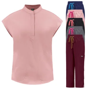 Conjunto de uniforme médico personalizado de poliéster, rayón y spandex elástico
