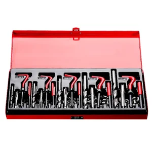 131-Piece Red Thread Repair Tool Set With High Precision Fast Tapping For Automobile Thread Damage Repair High Speed Steel Case