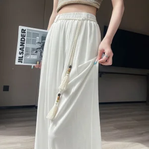Chic White Linen Wide-Leg Trousers for Relaxed Summer Style