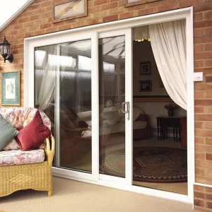 como 2047 Preço de Fábrica Padrão Australiano Vidro UPVC Plástico Pátio Vinil PVC Portas Deslizantes