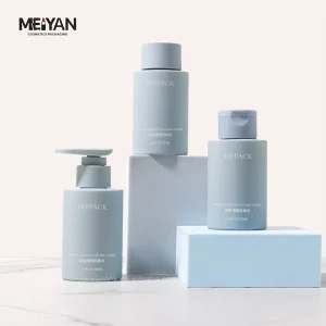 Mypack Blue Soft Touch Eco Friendly Pet Plastic Bottle Luxury Smooth Plastic Flip Top Cap for Cosmetic Bottles 100ml