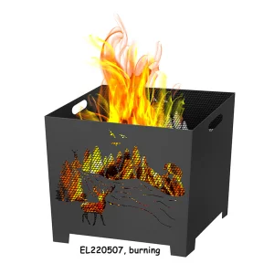China Metal Square Fire Pit with Reindeer patterns Suppliers, Factory