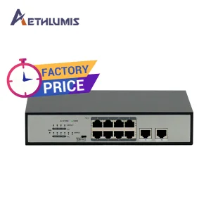 8 Port Gigabit PoE Switch with 2 Ethernet Uplinks 120W 802.3af/at Built-in Power 6KV Protection Metal Case Device Network Switch