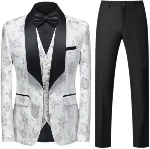 Men's High Quality Polyester Slim Fit Wedding Groom Suits Breathable Single-Breasted Notched Collar Formal Business Suit
