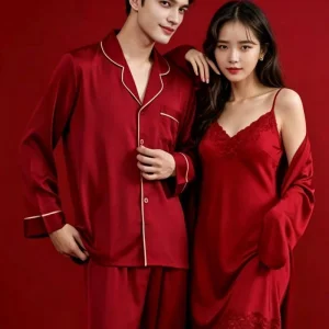 Conjunto de Loungewear de Seda Fashionável para Mulheres