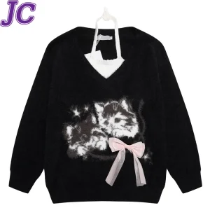 Joychuang Womens Knitted Top Loose Fit Sweater