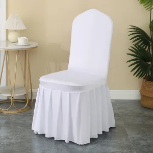 White Polyester Spandex Banquet Wedding White Chair Covers