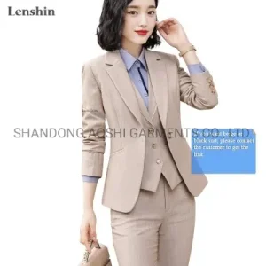 Aoshi Wholesale Lenshin 3 Pieces Suit Set Pant Suit Women Quality Office Ladies Work Wear Women Formal Suits Female Blazer Jacket Vest Trousers