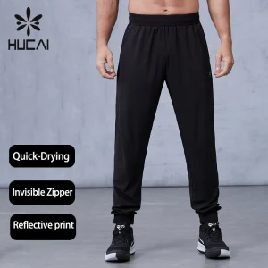 Hucai Custom Menreflective Quick Drying Sports Fitness Gym Mens Jogger Running Pants