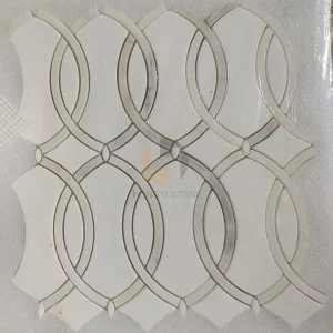 Thassos White and Calacatta Gold Marble Waterjet Mosaic Tile for Luxury Design