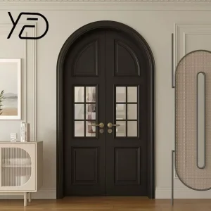 Glass Wooden Exterior Metal Door