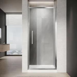 6mm 8mm Tempered Glass Straight Shower Room Chrome Aluminum Frame Single Pivot Shower Door