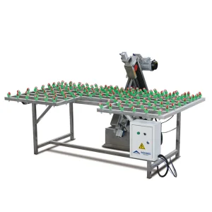 Steel Structure Water Wet Type Double Motors Twin Cross Sand Belts Edging Machine for Glass Seaming Grinding