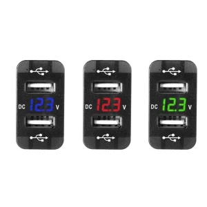 12V Dual USB Car Charger LED Voltmeter Adapter for Suzuki Toyota 40 X 20mm