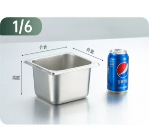 Thermal Insulation Lunch Box Stainless Steel Gn Pan 1/6 Capacity Food Container