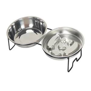 Stainless Steel Raised Pet Feeder with Bowls