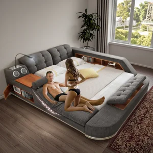 USB Wood Massage Bed Set Smart King Size New Modern Luxury Bedroom Furniture Morden Function Technology Smart Bed Queen