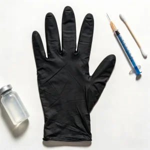 Heavy Duty Black Nitrile Gloves, Finger Textured Grip