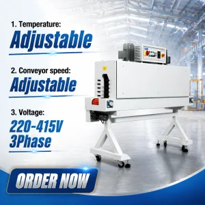 Durable SM-1230 Electric Bottle Sleeve PVC/PE Label Heat Shrink Tunnel Packaging Machine For Sale