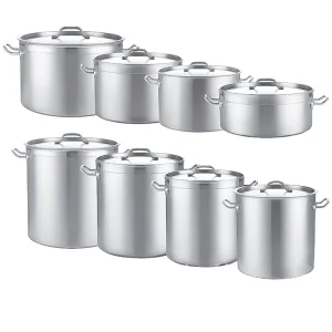 High Quality 6L-400L 0.8-12MM Stock Pot Industrial Gas Cooker Deep Induction Non Stick Large Stock Pot With Double Ears