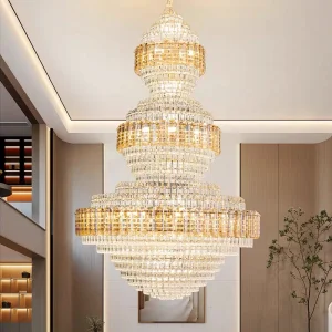 Customized Deluxe Steel Crystal Chandelier for Hotel Lobby Modern Large Crystal Chandelier for Villa Duplex Living Home Office