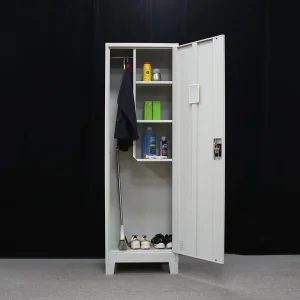 Armário de Limpeza em Aço Inoxidável para Sanitários, Armários para Casa e Escritório, Armário de Armazenamento para Ferramentas de Limpeza como Mop e Vassoura