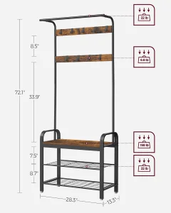 Homerich Modern Metal Entryway Bench with Shoe Bench and Coat Rack