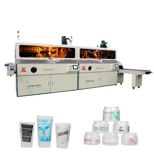APM S102 New Automatic High-Speed Tube Printer Screen Printing Machine with UV Curing System for Plastics and Glass Industries