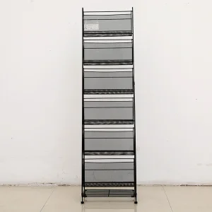 Dilated Metal  One Side  Six Net Surfaces Layer  Stable Magazine Rack with Four Feet