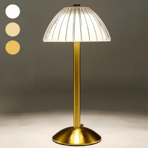 USB Charge 12'' Tall LED Brass Portable Table Lamp