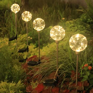 Outdoor Lamp for Landscape Path Lawn Garden Outdoor Decoration Solar Copper Wire Globe Stake Lights