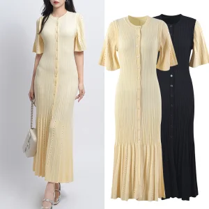 Womens Knit Dress Short-Sleeved