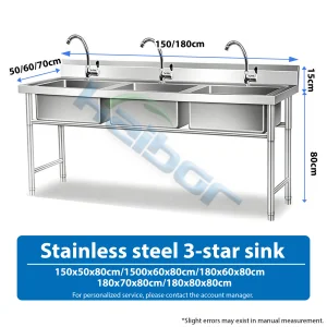 Custom Size Stainless Steel Triple Compartment Sink