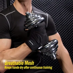 Microfiber Anti Slip Grip Weight Lifting Gym Gloves for Workout Training Fitness Bodybuilding