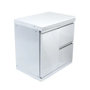 Nuevo armario de cocina exterior de acero inoxidable con puerta solitaria y gabinete de almacenamiento de dos cajones para camping, jardín y fiestas