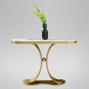 Dover Rainbow Natural Marble Console Table Luxury Modern Entryway Living Room Hotel Stainless Steel Legs Mingjie