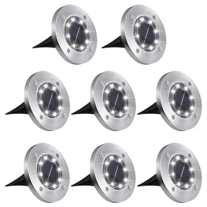 OEM 8 Led Solar Disc Lights Outdoor Waterproof