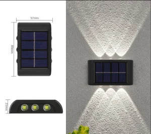 Solar up and Down Spot Lights Outdoor, Street Wall Light Lamp Solar Powered Sunlight Waterproof Solar Lamp Garden Decorative