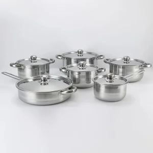 Foreign Trade Supply Stainless Steel Cookware Set 35PCS Pot Set with Multi-Layer Bottom Frying Pan, Milk Pot, Soup Pot, and Cooking Utensil Combination 23PCS