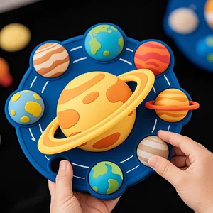 Wholesale Kids 3+ BPA-Free Silicone Planet Toys OEM for Kindergarten STEM Solar System Toys for Schools CE Sensory Space Toys