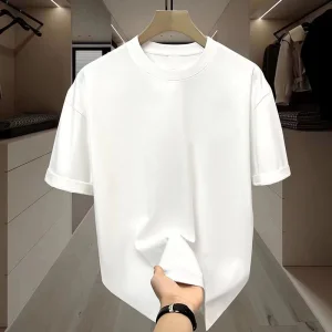 Men's Summer Round Neck T-Shirt Cute Printed Short Sleeved In Polyester/Cotton 180 Grams Knitted Fabric With Pattern