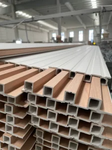 Factory Price Textured 3D Decorative WPC Slat Board Modern Style Wall Cladding Grilled PVC Wall Panel for Indoor Decoration Materials