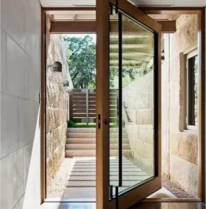 Wood Aluminum Glass Pivot Door