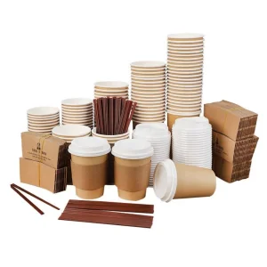 Custom Printed 100% Compostable Eco-Friendly Single Wall Craft Paper Cups Leak Proof Lids 12oz PE Biodegradable Coffee Cups